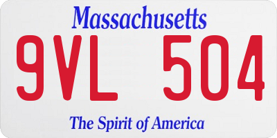 MA license plate 9VL504