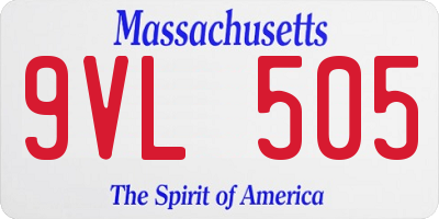 MA license plate 9VL505