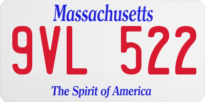 MA license plate 9VL522