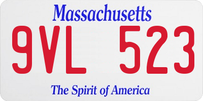 MA license plate 9VL523