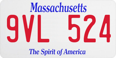 MA license plate 9VL524