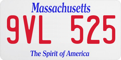 MA license plate 9VL525