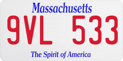 MA license plate 9VL533