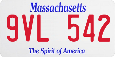 MA license plate 9VL542