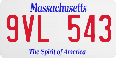 MA license plate 9VL543