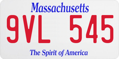 MA license plate 9VL545