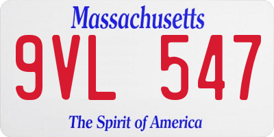 MA license plate 9VL547