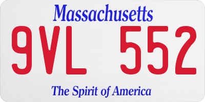 MA license plate 9VL552