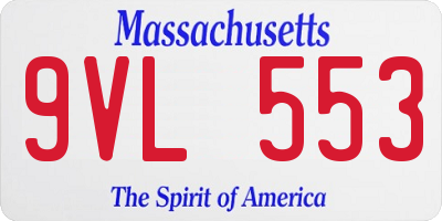 MA license plate 9VL553