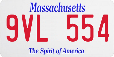 MA license plate 9VL554