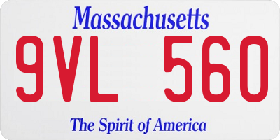 MA license plate 9VL560