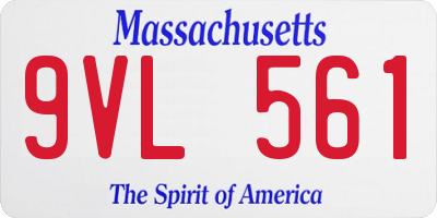 MA license plate 9VL561