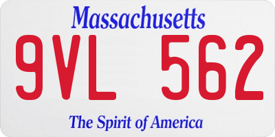 MA license plate 9VL562