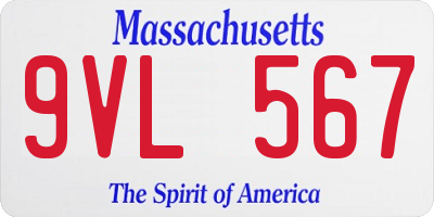 MA license plate 9VL567