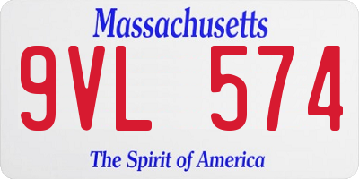 MA license plate 9VL574