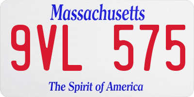 MA license plate 9VL575