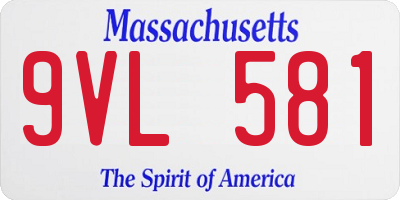 MA license plate 9VL581