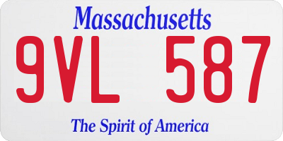 MA license plate 9VL587