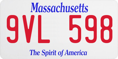 MA license plate 9VL598