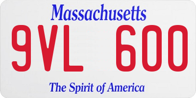 MA license plate 9VL600