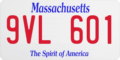 MA license plate 9VL601