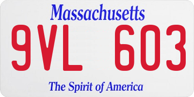 MA license plate 9VL603