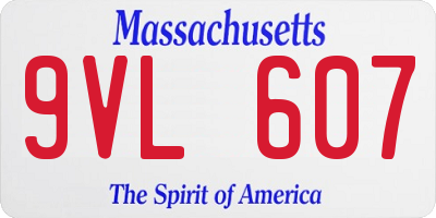 MA license plate 9VL607