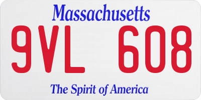 MA license plate 9VL608