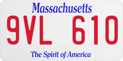 MA license plate 9VL610