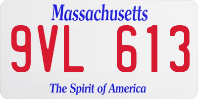 MA license plate 9VL613