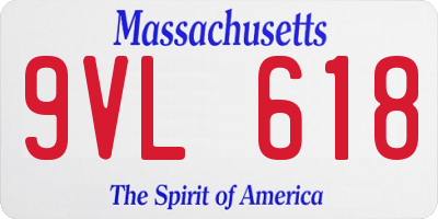 MA license plate 9VL618