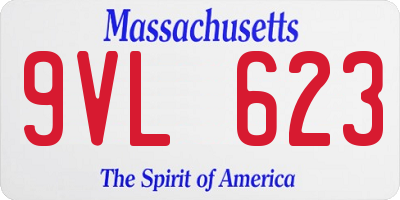 MA license plate 9VL623