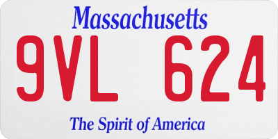 MA license plate 9VL624