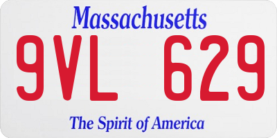 MA license plate 9VL629