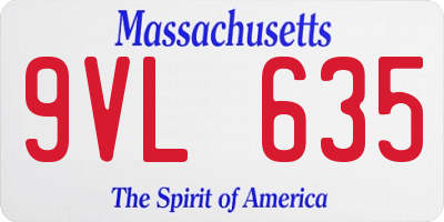 MA license plate 9VL635