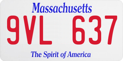 MA license plate 9VL637