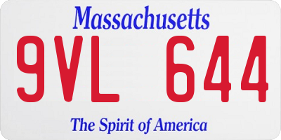 MA license plate 9VL644