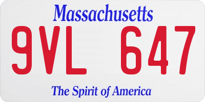 MA license plate 9VL647