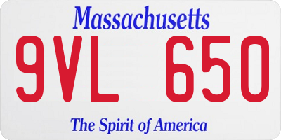 MA license plate 9VL650