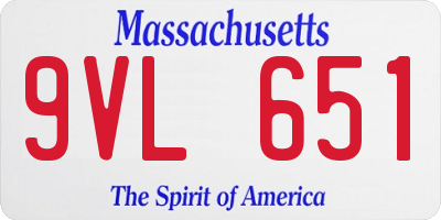 MA license plate 9VL651