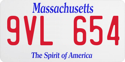 MA license plate 9VL654
