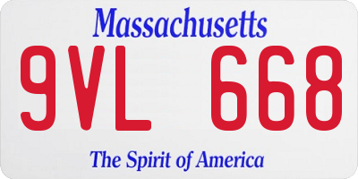 MA license plate 9VL668