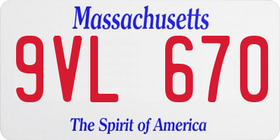 MA license plate 9VL670