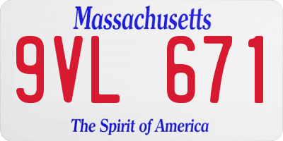 MA license plate 9VL671
