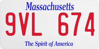 MA license plate 9VL674