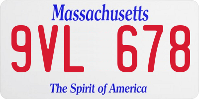 MA license plate 9VL678