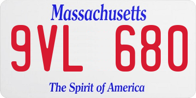 MA license plate 9VL680