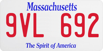 MA license plate 9VL692