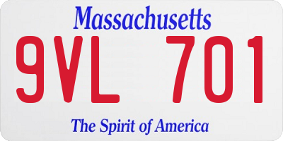 MA license plate 9VL701