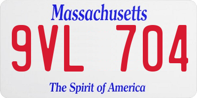MA license plate 9VL704